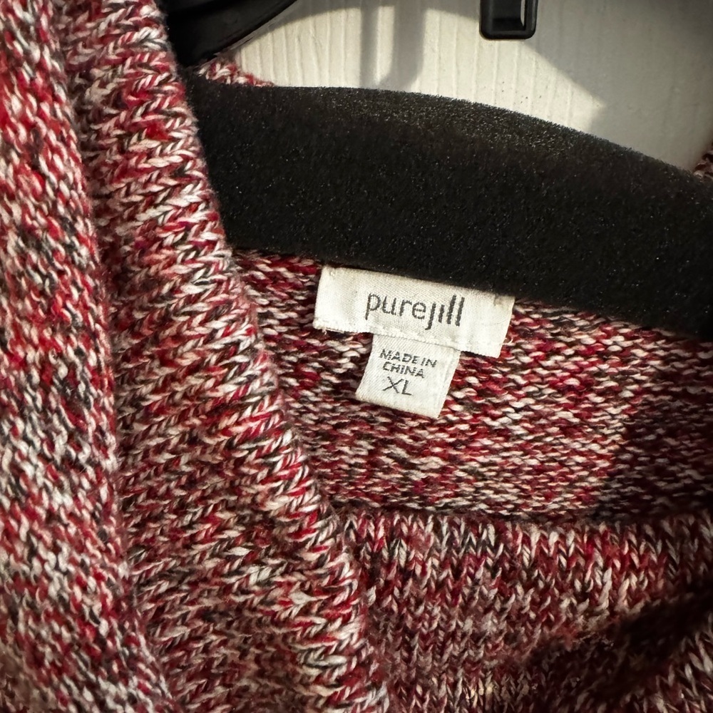 Pure J. Jill Wool Blend Cowl Sweater Oversized Marled Burgundy Red Size XL - Picture 3 of 7
